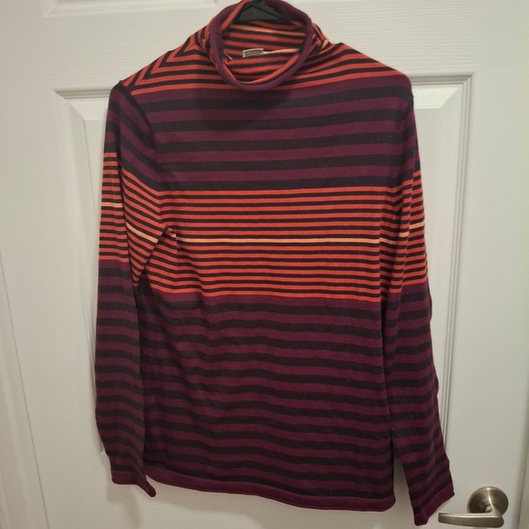 Duluth Trading Co Striped Turtleneck Top Blouse Orange Purple Women's Medium - Picture 1 of 6